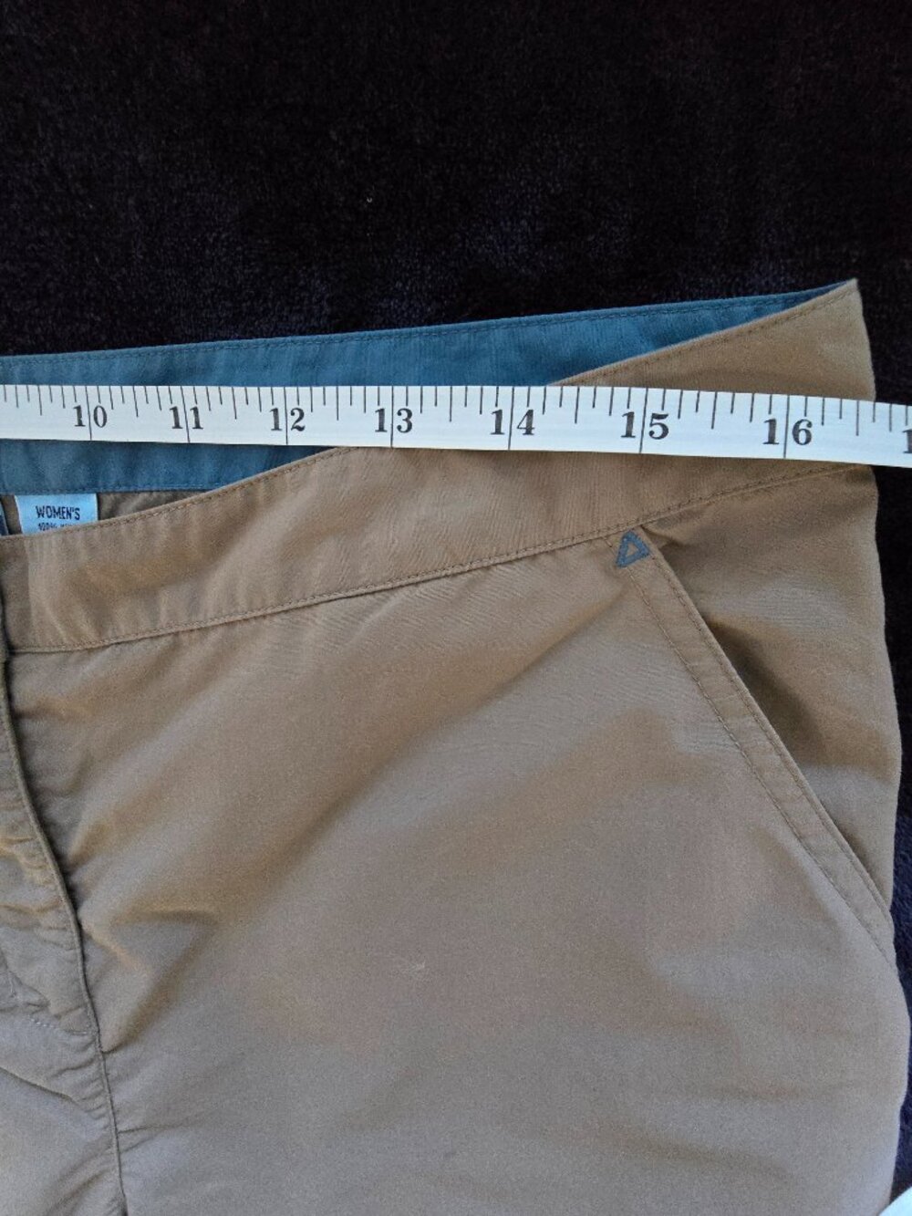 L.L. Bean Women's Supplex Nylon Hiking Capri Pants Tan Khaki Cinch Crop Sz 14 - Picture 7 of 9